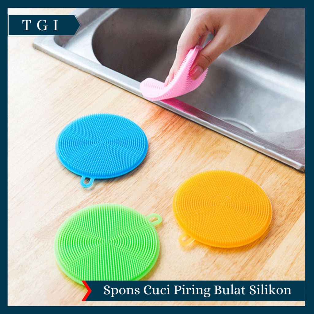 TGI - SPONS SILIKON CUCI PIRING BULAT ANTI KUMAN BAKTERI PENCUCI PIRING PANCI SPONS SIKAT REUSABLE SPONGE | SPON SILIKON CUCI PIRING ANTI KUMAN BAKTERI PENCUCI PIRING PANCI SPONS | SPONS CUCI PIRING SILIKON SPONGE CUCI PIRING SERBAGUNA