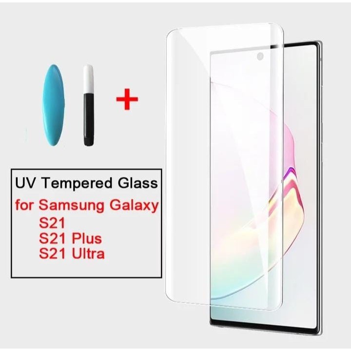 Samsung S21 / S21 Ultra / S21 Plus Tempered Glass UV Nano Liquid Curved Glass Full Lem