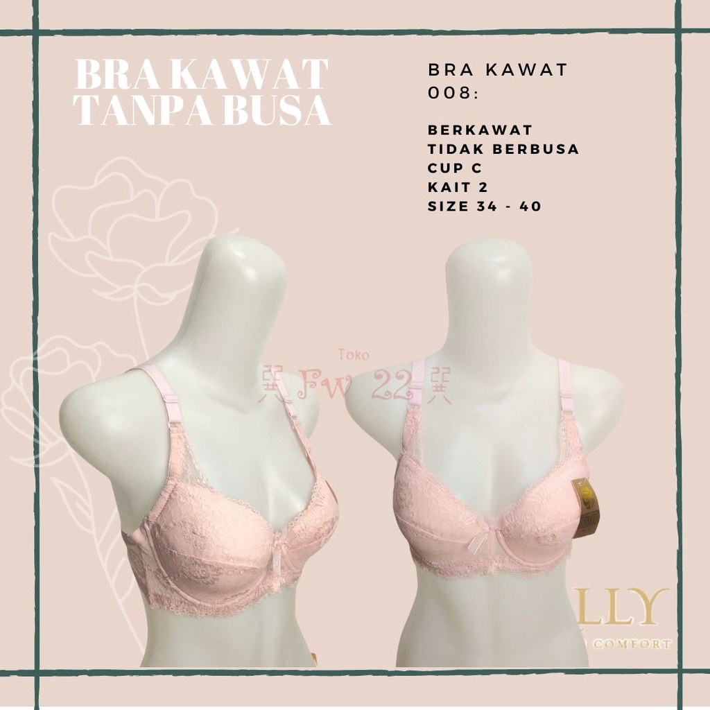 BH Kawat Tally 008 dengan Busa Tipis dan Motif Brukat yang Cantik