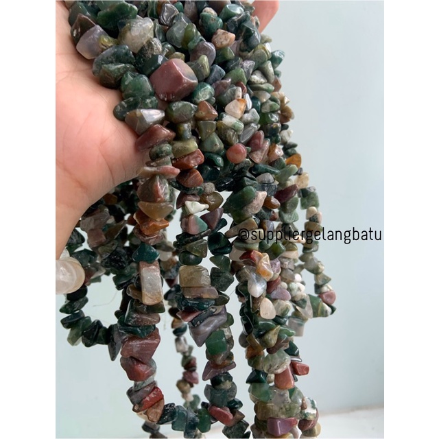 KERIKIL BESAR Batu alam indian agate bloodstone 2cm india hijau mix