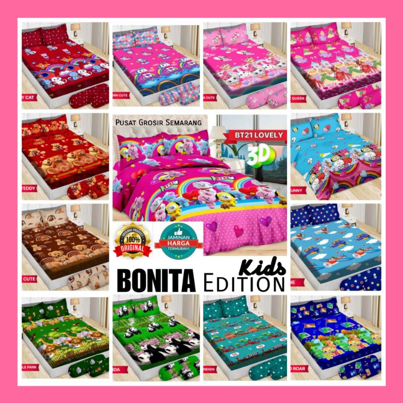 Sprei BONITA King uk 180x200 B2 - B4 karakter anak D0raem0n L-O-L Ta-yo Kero-pi kiti Poni Uni-corn