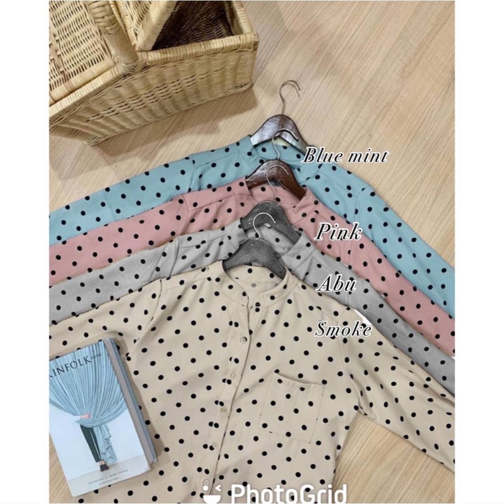 One Set Isla Renata Polkadot Shakila Kield Premium Baju Setelan Wanita Kekinian Set Celana Baggy Pants LD 110 cm