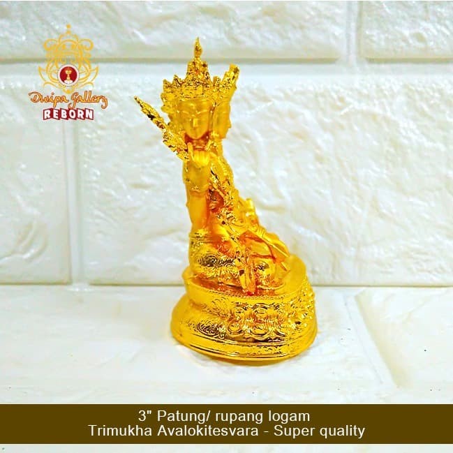 3&quot; Patung/ Rupang Logam Trimukha Avalokitesvara - Super Quality