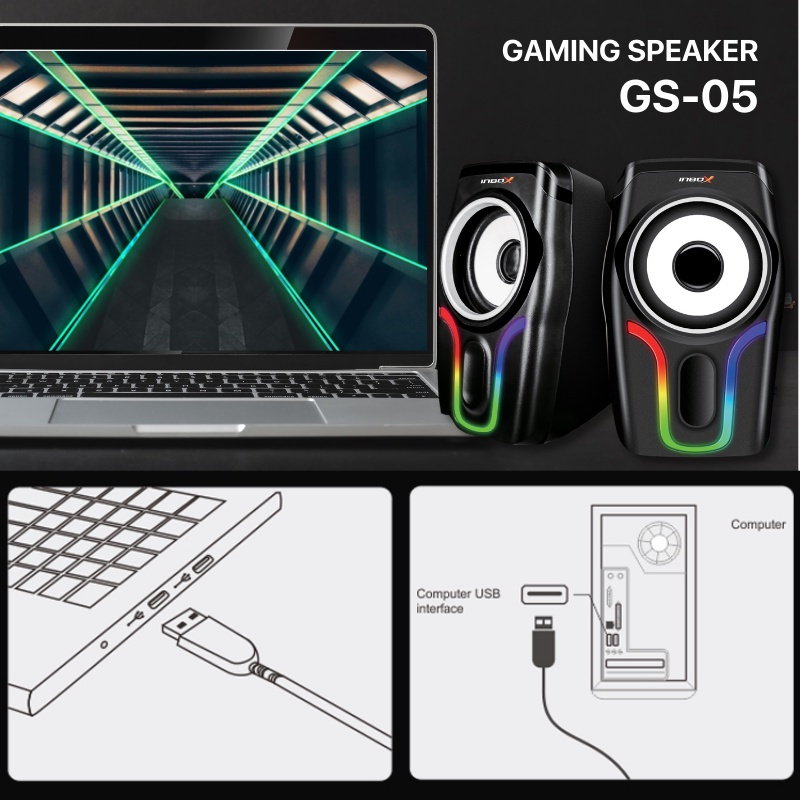 Gaming Speaker Laptop/Komputer 2.0 Magnio GS-05 RGB Light With Switch Volume Control