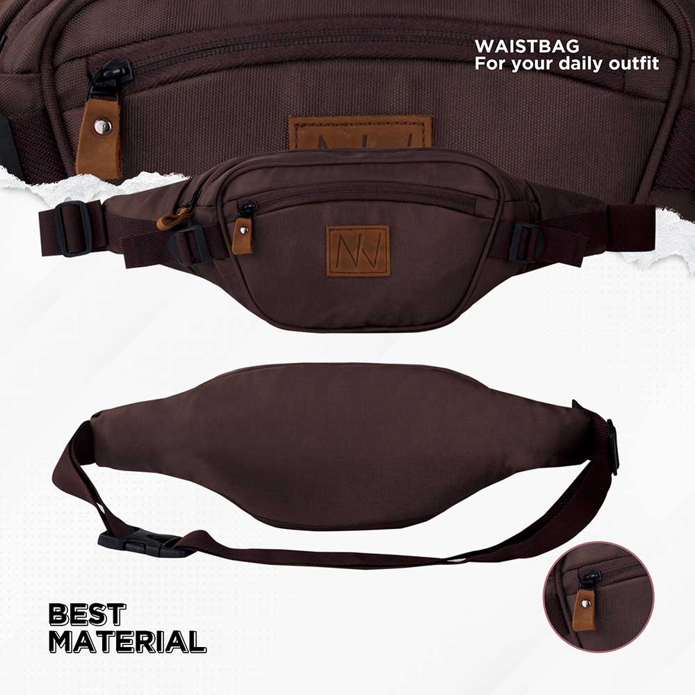 Toko Thabita Waistbag Simple Pria Multifungsi Tas Pinggang Original Distro Waist Bag Warna Coklat