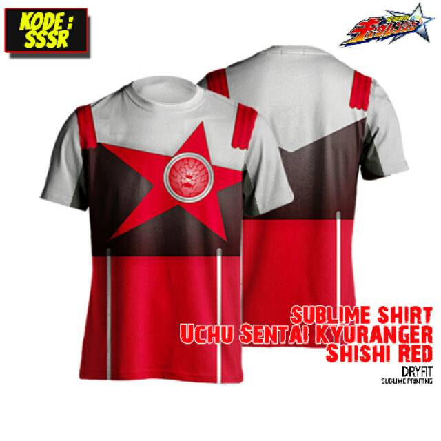 T-SHIRT SUBLIME KAOS BAJU- SUPER SENTAI KYURANGER KYUURANGER SHISHI RED MERAH