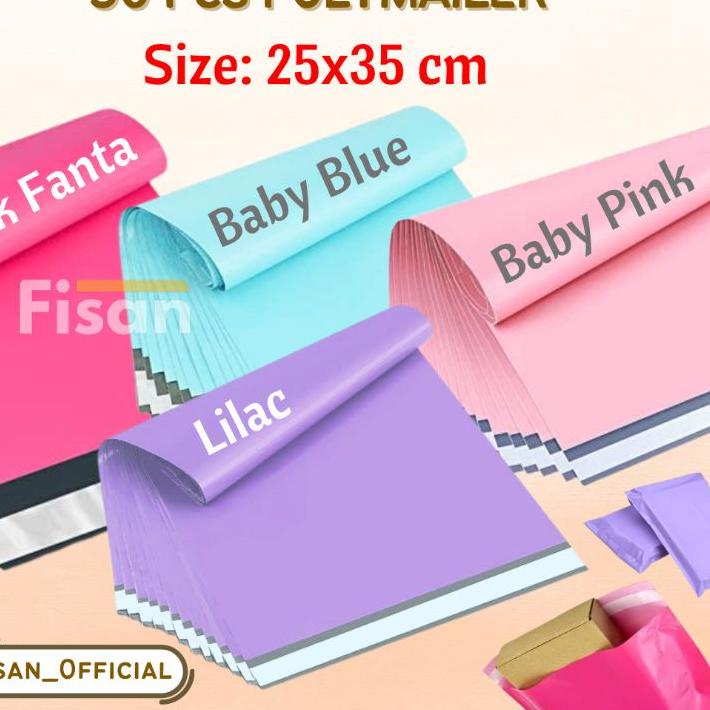 

Promo - 50Pcs Polymailer Warna Baby Pink Fanta Baby Blue Lilac Kantong Plastik Packing Pink Biru 25x35 25x32 .