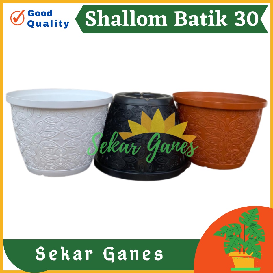 Sekarganes Pot Shallom Batik 30 Putih Pot Bunga Motif Batik Timbul Pot Bunga Besar Murah Tebal Bagus Bukan Pot Shallom Glory Glori 30 35 40