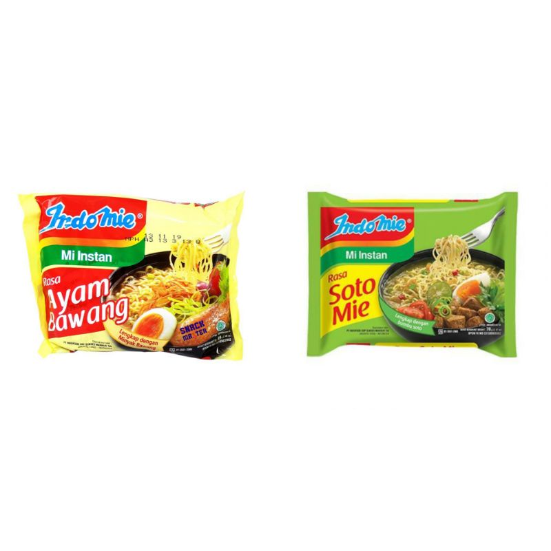 

Indomie kuah Indomie instan rasa soto dan ayam bawang