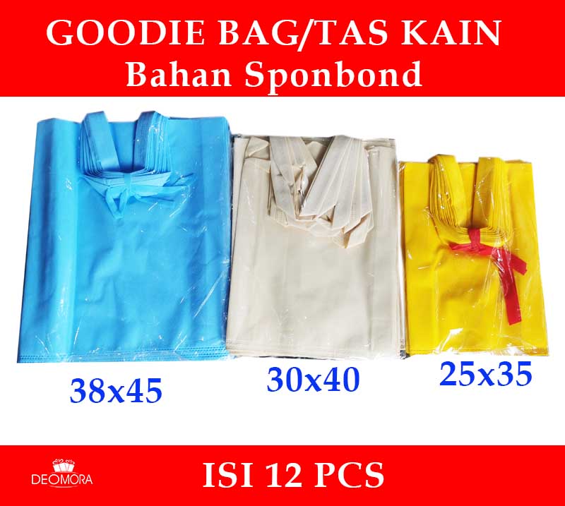 

12 Pcs Goodie bag Tas kain spunbond Tas Souvenir / Kantong Souvenir