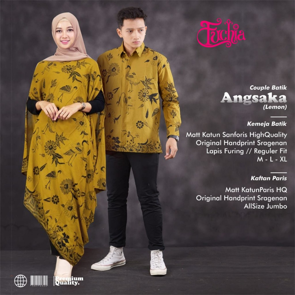 Batik Couple Angsaka Lemon Kemeja Batik Pria Lengan Panjang Kaftan Batik Paris By Fuchia