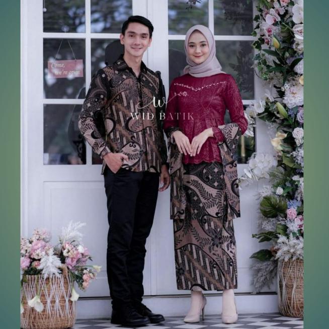 BATIK KEBAYA MODERN SETELAN ROK BATIK SPAN BAJU COPLE KONDANGAN - Merah