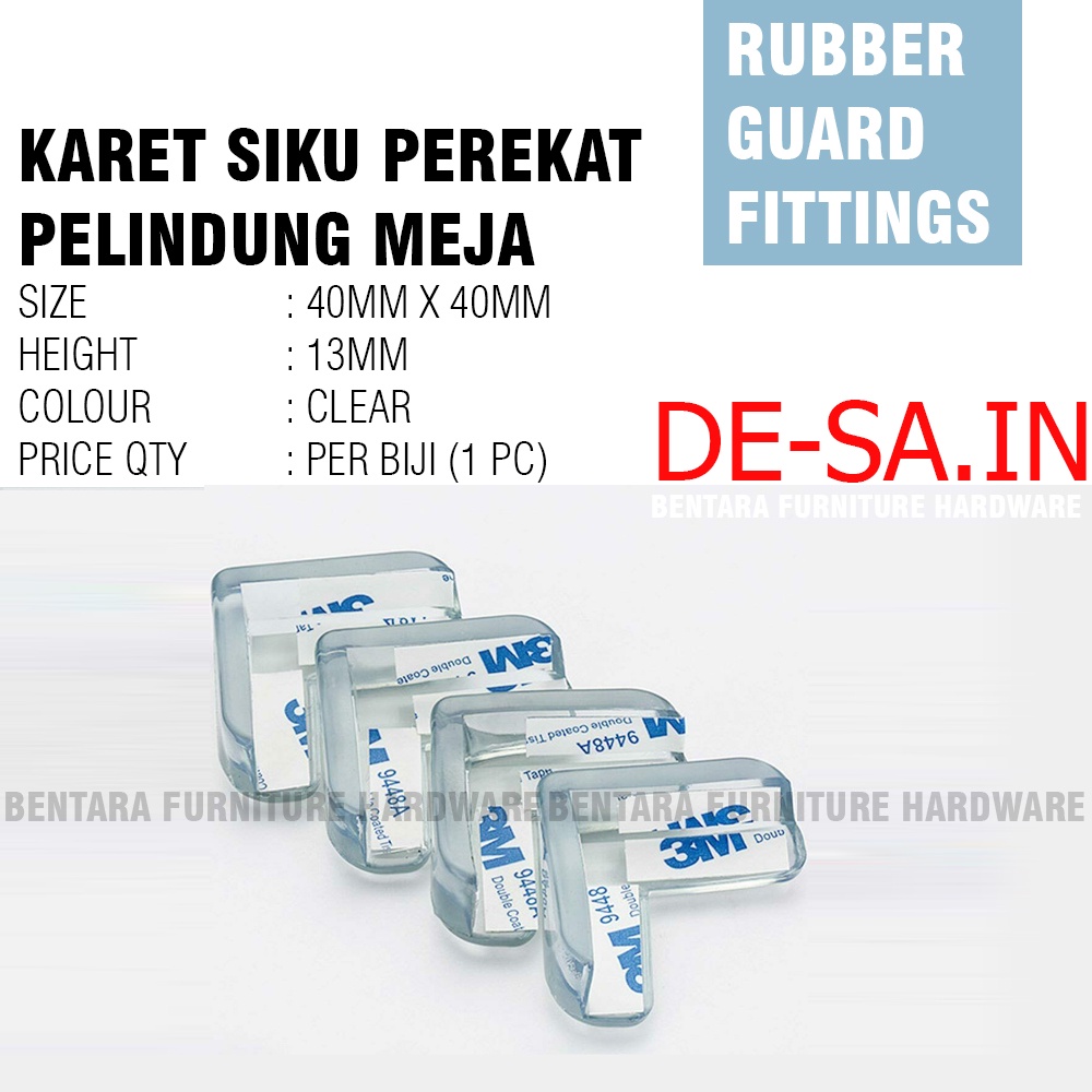 Karet Silikon (CLEAR) Siku Sudut Meja + Perekat - Pelindung Pengaman Bayi Anak Translucent Anti Collision Baby Guard Corner Table