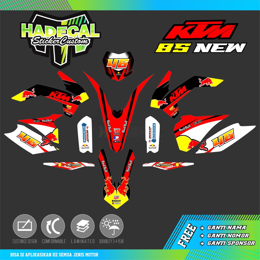 DECAL STICKER KTM 85 NEW REDBULL