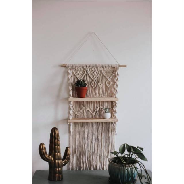 Jual Rak Kayu Macrame Rak Dinding Serbaguna Susun Tingkat Perfect