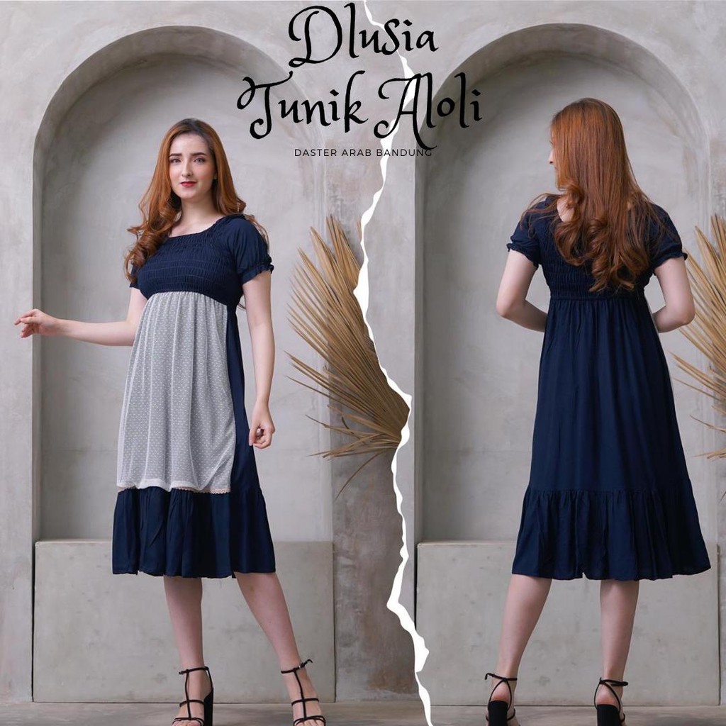 DLUSIA ALOLI TUNIK - ATASAN PEREMPUAN - BAJU ATASAN TUNIK REALPICTURE