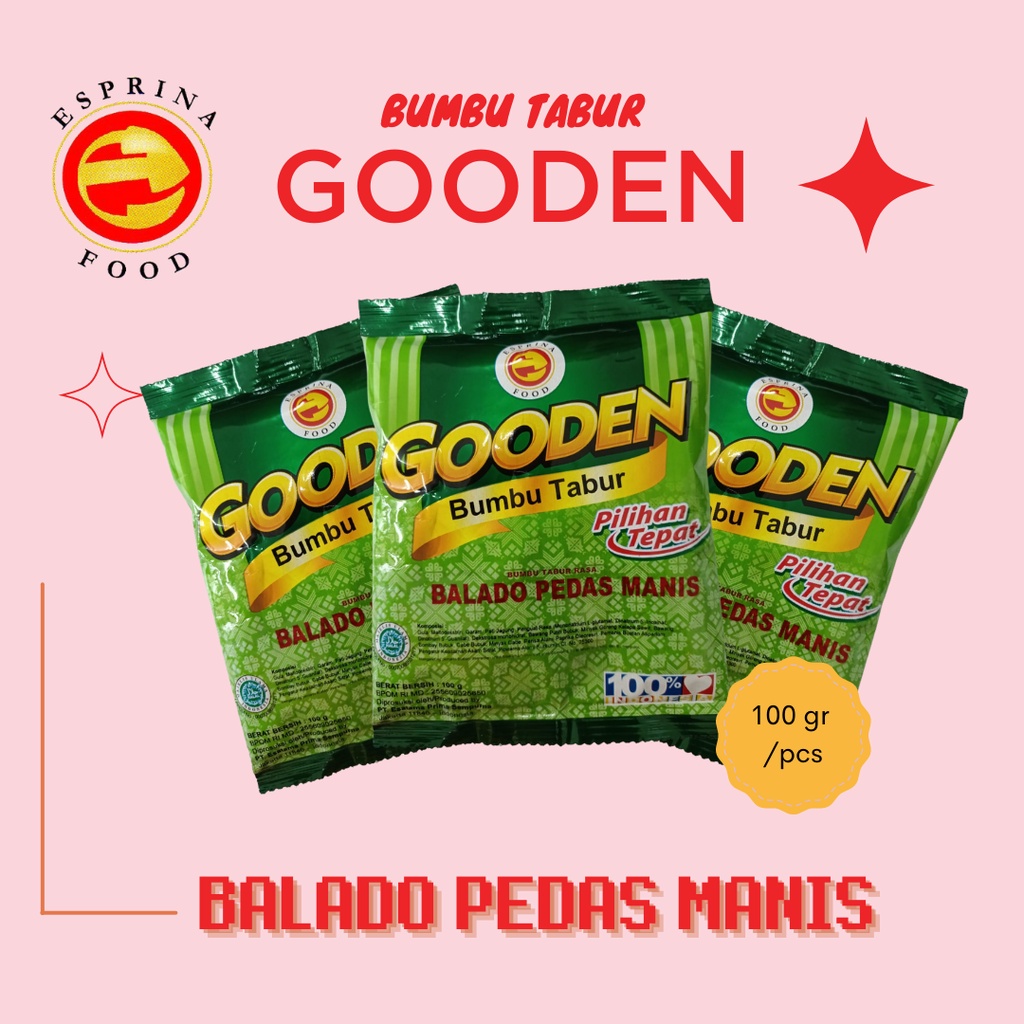

Bumbu Tabur - GOODEN - Rasa BALADO PEDAS MANIS - BALADO PEDAS MANIS - Kemasan 100 gram