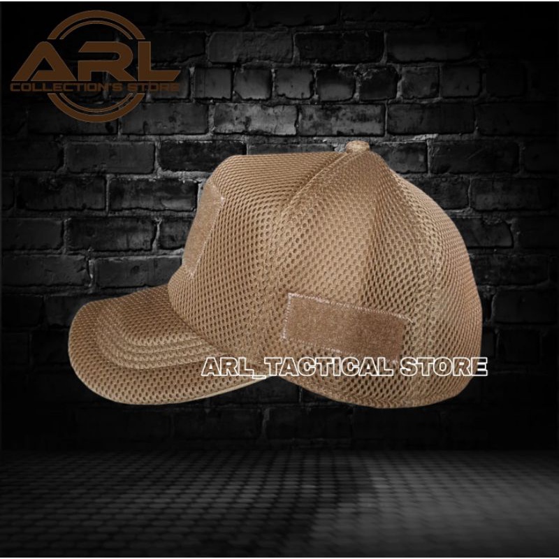 topi double mess polos cream tua / topi jaring tactical velcro / topi double mess cream tua