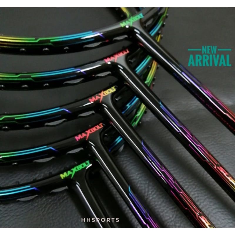 Raket Maxbolt Superstar LT Rainbow 5U Original Head Heavy Max Tension 30lbs Power Smash Free Senar