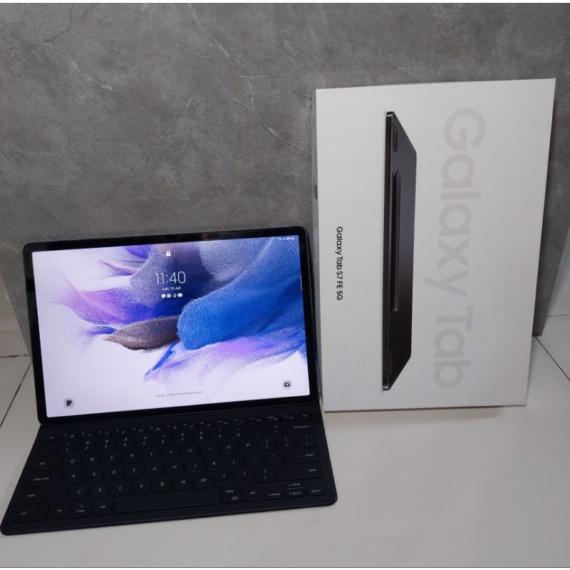 Like New samsung Galaxy tab S7 FE 5G + keyboard ori samsung second pemakaian pribadi / tablet s7 fe 