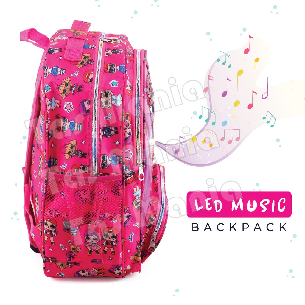 Tas Ransel Anak Perempuan Karakter LOL SURPRISE - Tas Ransel Hologram LED-AURORA - FREE BOTOL MINUM