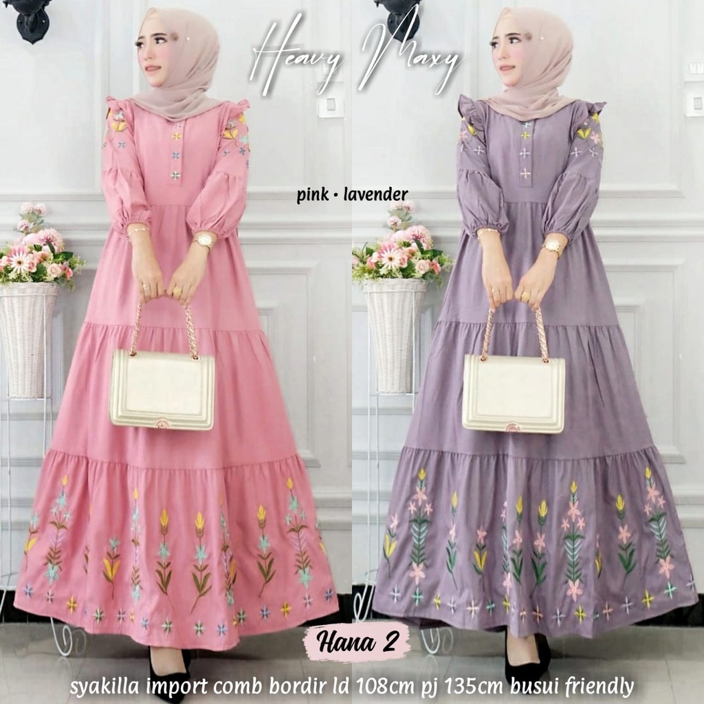 AS21DG heavy nindy najma amalia tantri amora maxy dress katun bordir gamis busui by hana