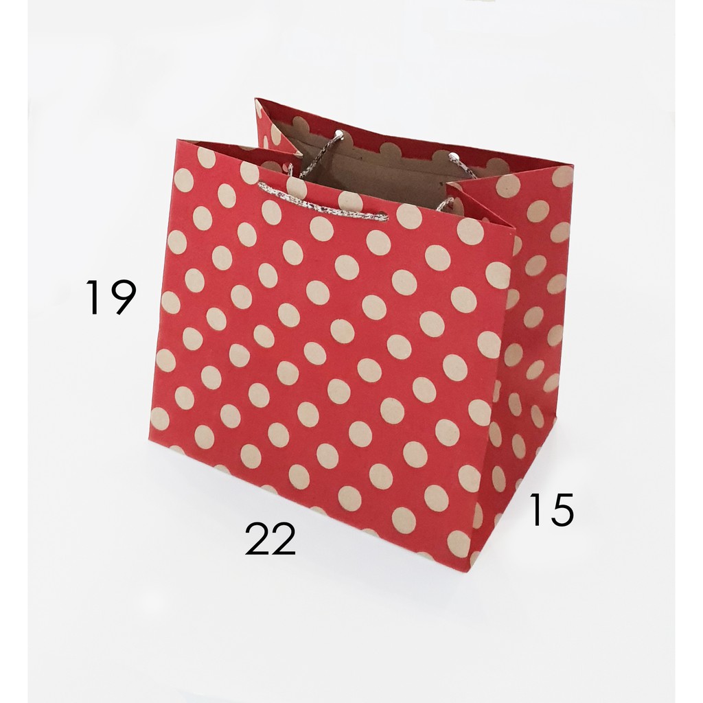 

paper bag POLKADOT paperbag motif R7 ukuran 22x19 tas kertas samson kraft goodie bag souvenir murah