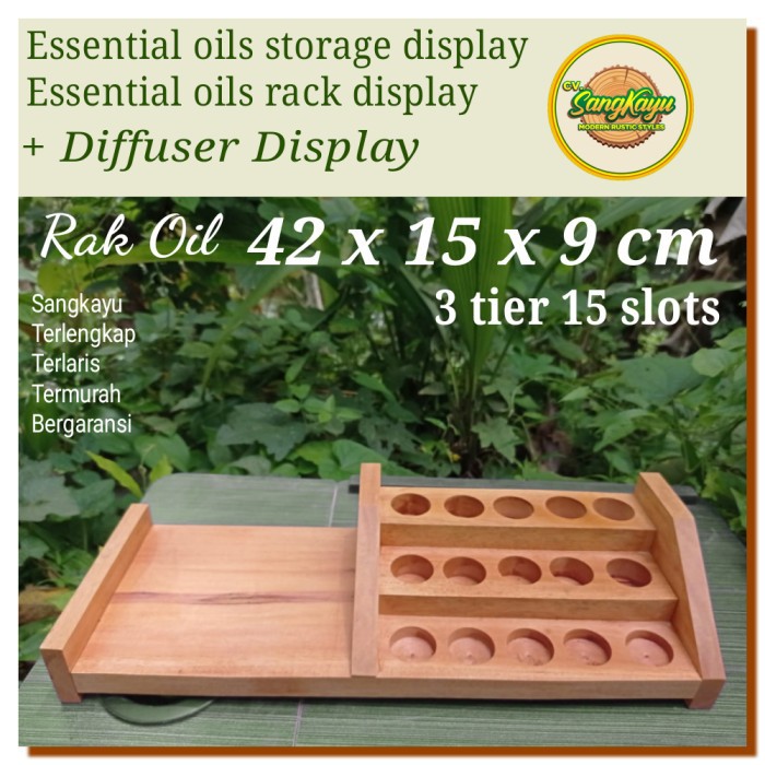 Minyak esensial oil display stand 3x15 slot tempat minyak aromaterapi