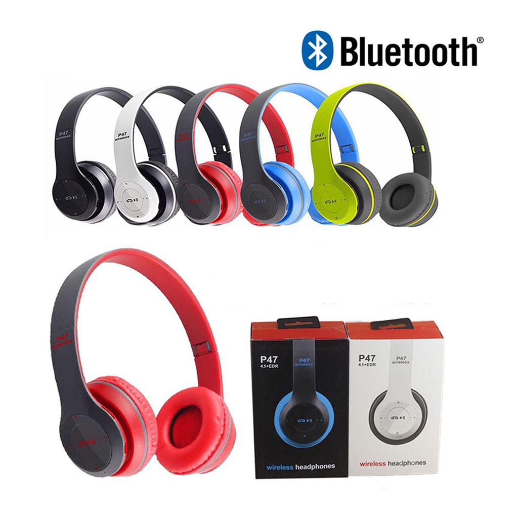 Headset Wireless P47 - Bluetooth Headphone Bando Pure Bass P47 Handsfree