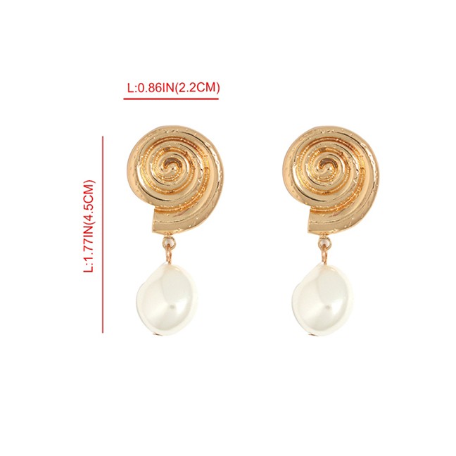 LRC Anting Tusuk Fashion Gold Alloy Pearl Stud Earrings F57580