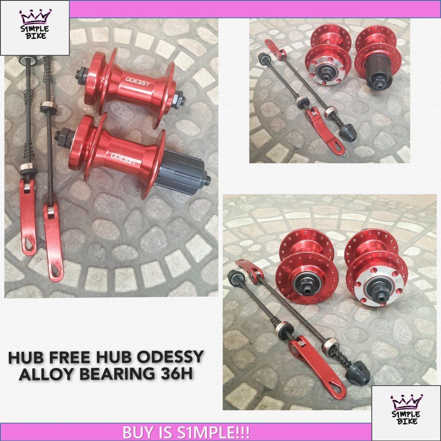 Hub FREEHUB ODESSY ALLOY BEARING 36H Merah Dan Hitam Hub Sepeda
