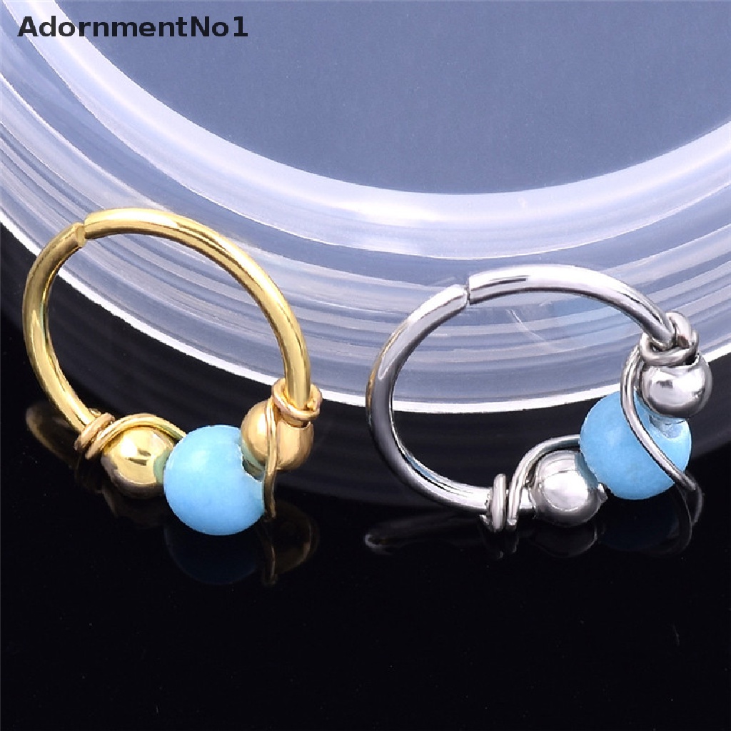 (AdornmentNo1) Anting Tindik Hidung Bahan Stainless Steel Hias Turquoise Untuk Wanita