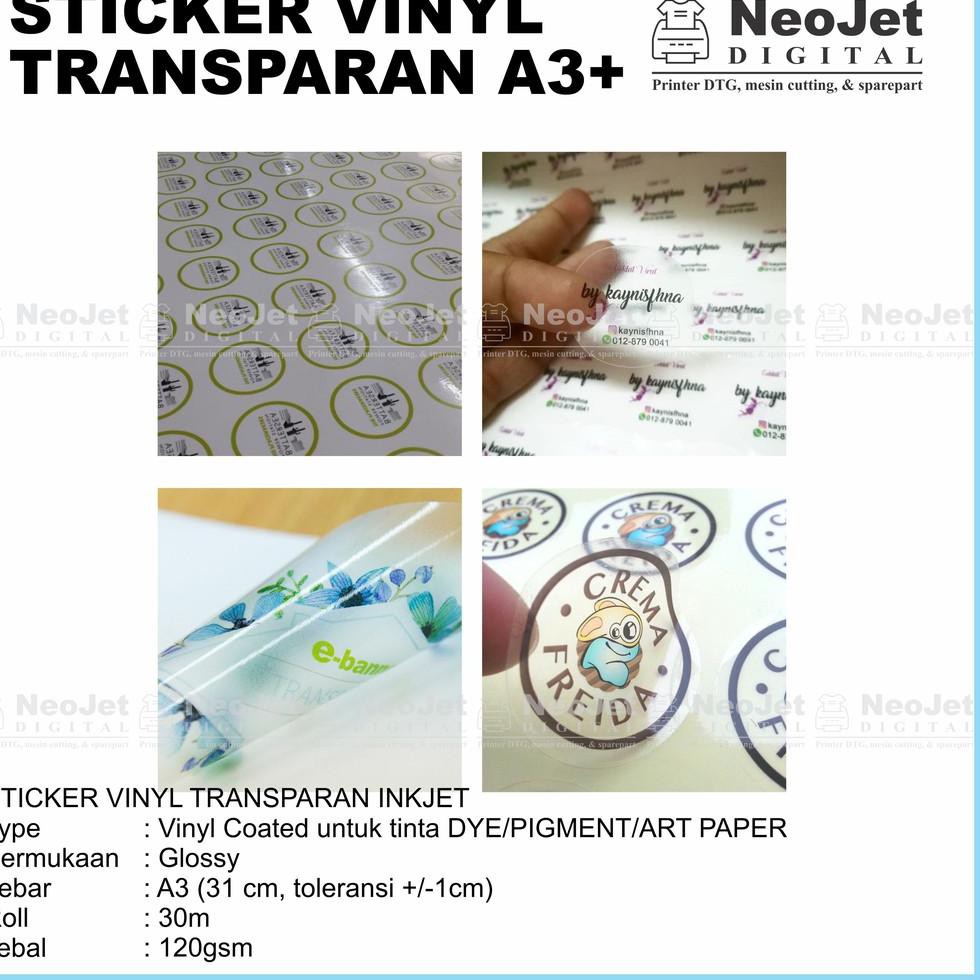 

Sticker Vinyl Inkjet Transparan Bening Gloss A3 30 Meter Transparant Transparent (ART. X867)