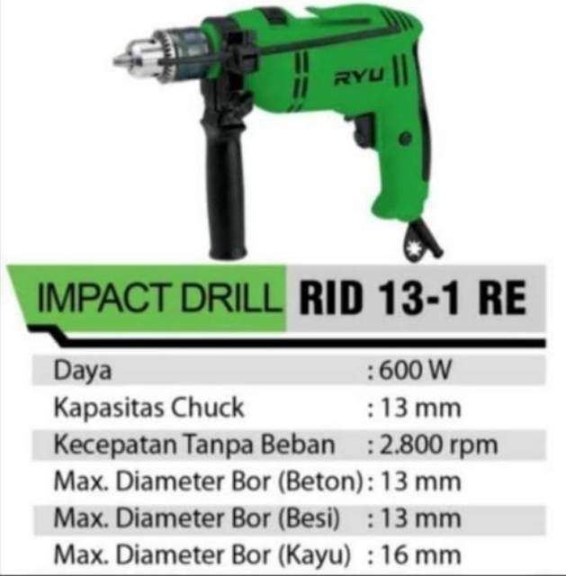 MESIN BOR 13MM IMPACT DRILL RID 13-1RE