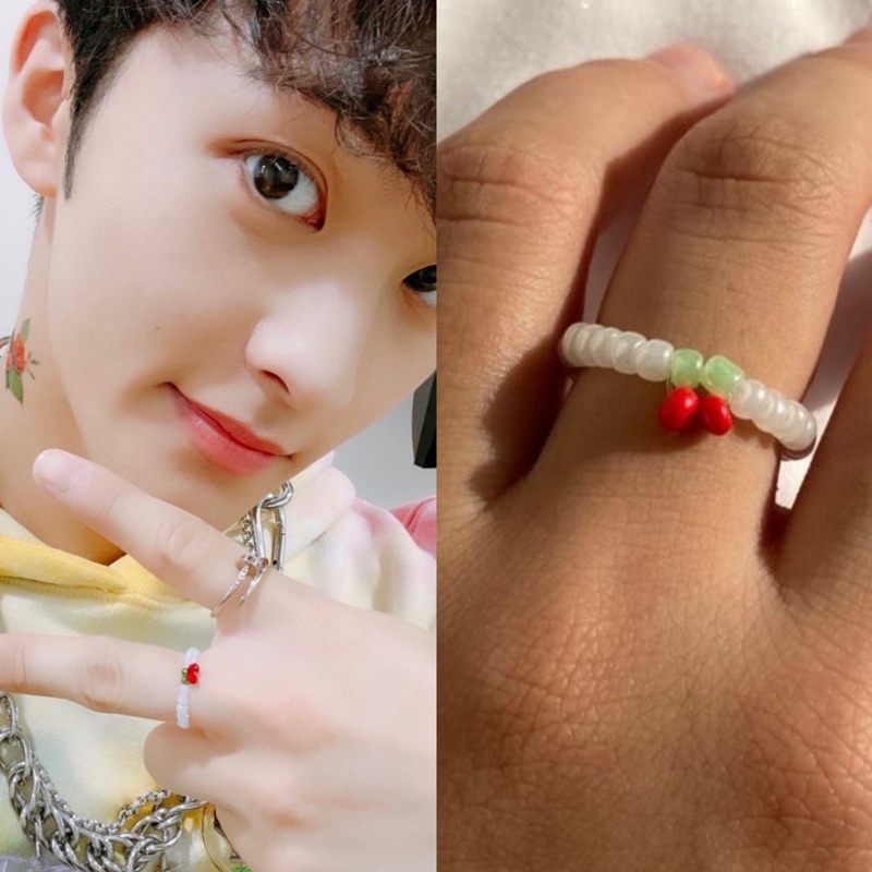 Cincin Manik Manik Gaya Korea Aesthetic / Bead Ring Mark Lee NCT Merch Hello future