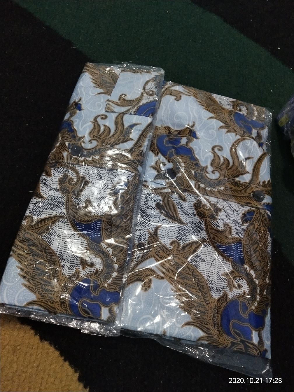[gridline - R039] Kemeja Batik Pria Katun Lengan Pendek Regular Batik Hem Keren Biru