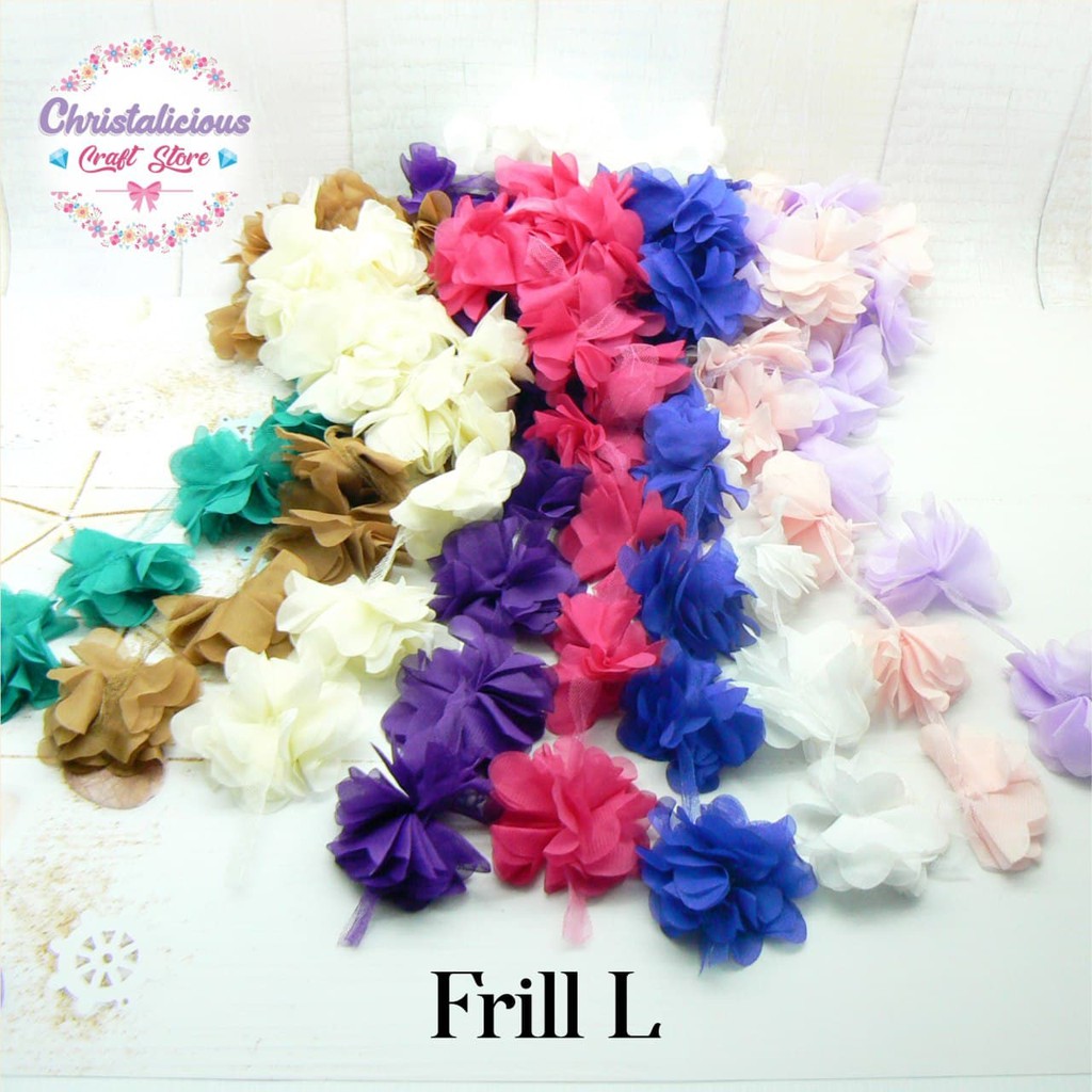 Bunga Frill bunga organza bunga satin bunga aplikasi baju bunga aplikasi fashion size L ukuran 7 cm