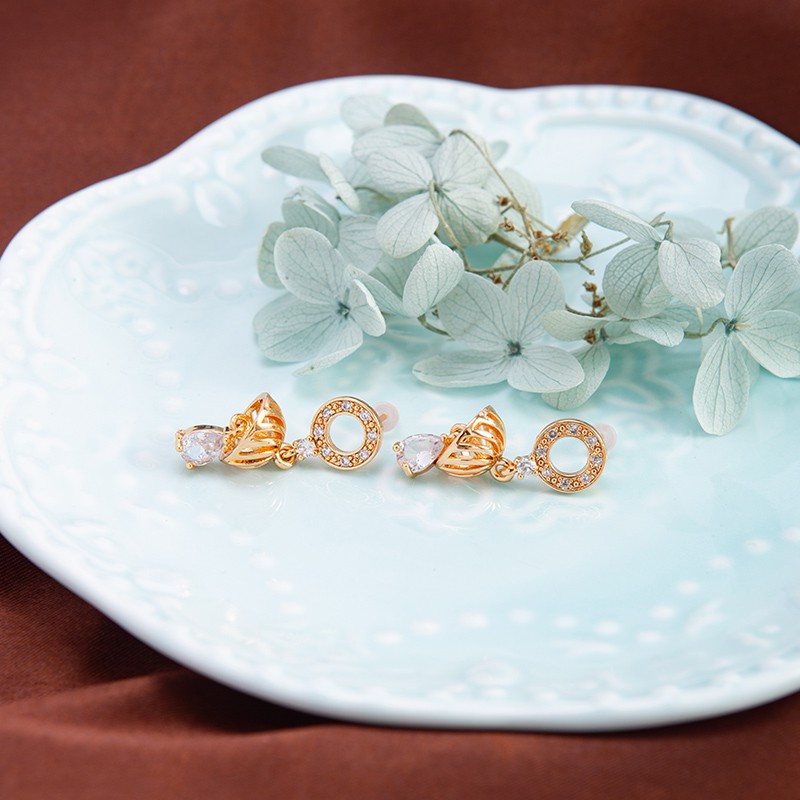 [√COD]A-241 Anting wanita grosir murah dengan batu permata berlapis emas DIY lonceng kecil-2