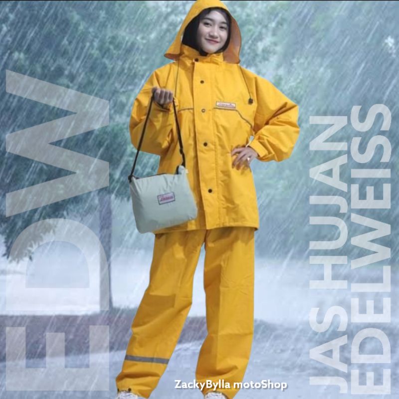 Jas Hujan Edelweiss EDW ORIGINAL Ukuran Lengkap XS, S, M, L, XL, 2Xl, 3XL, 4XL, dan 6XL ( Super Jumbo) Setelan Jaket dan Celana