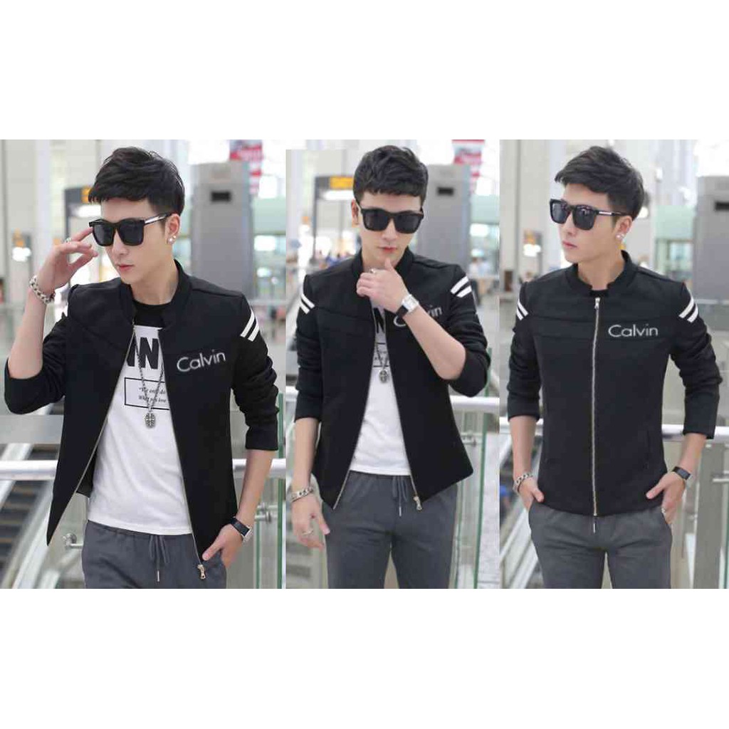 [jaket calvin VL] jaket pria babyterry varian warna