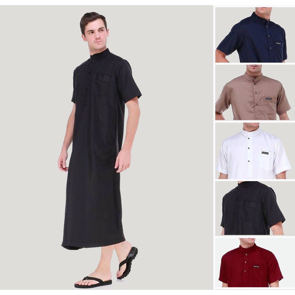 Baju Gamis Jubah Pria Warna Hitam Bahan Toyobo Tebal Tersedia 3 Warna