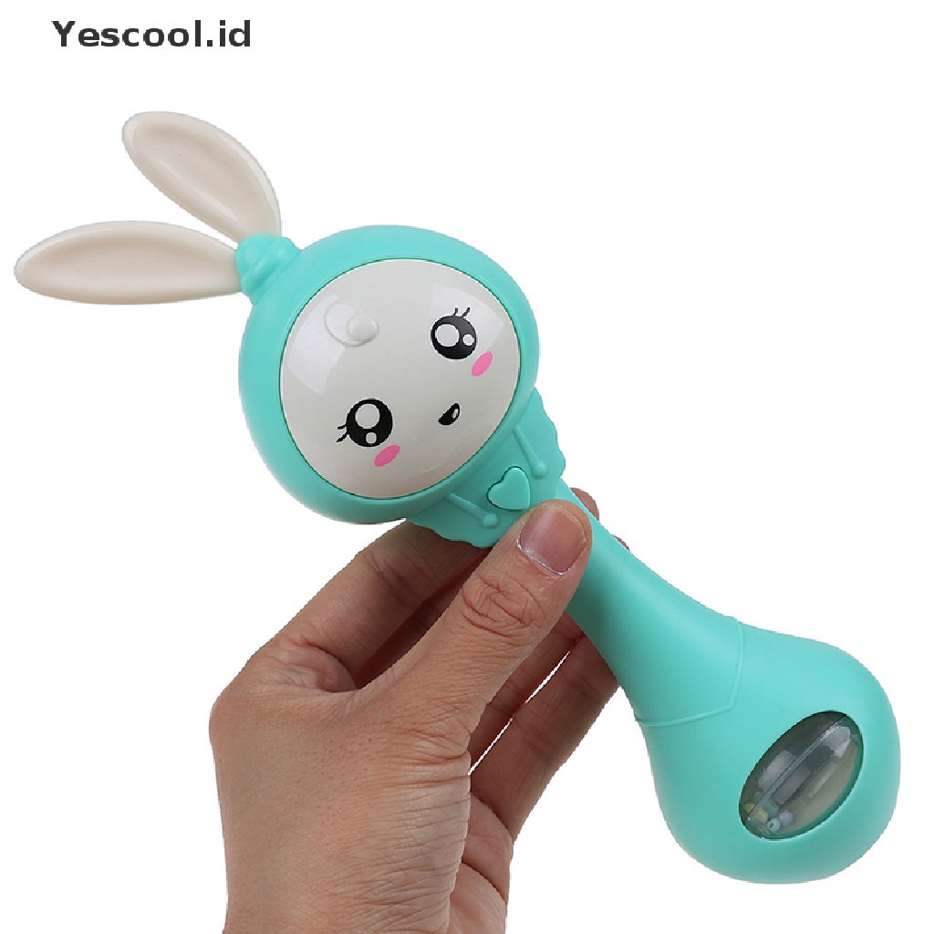 (Yescool) Mainan Rattle Genggam Bentuk Kelinci Dengan Musik Untuk Bayi