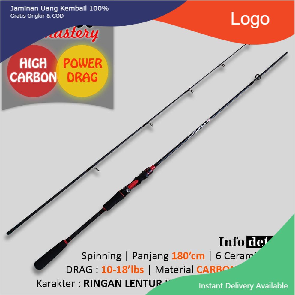 Joran Pancing Ultralight UL Joran Baitcasting BC Casting Joran Sambung Carbon Fiber|Joran Kbw Red Sp