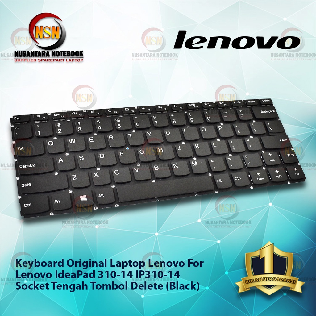 Keyboard Laptop Lenovo IdeaPad 310-14 IP310-14 Hitam Socket Tengah