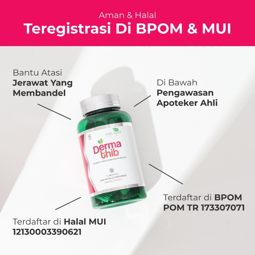 [ AGEN RESMI ] Dermathib Obat Jerawat Dan Bekas Jerawat, Kapsul Dermatib Jerawat Viral Original BPOM HALAL MUI