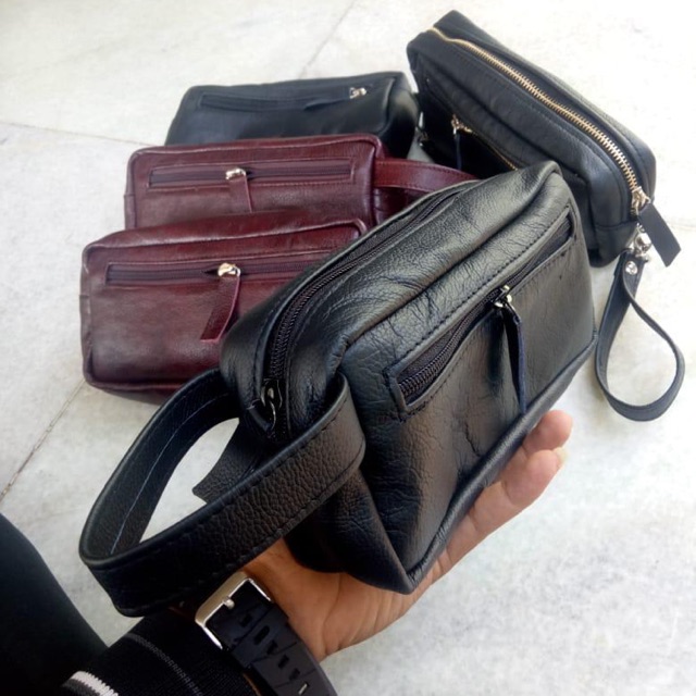 Hand bag pria bahan kulit asli