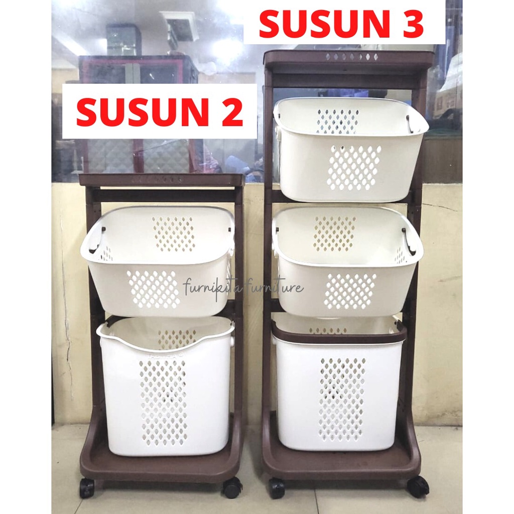 LAUNDRY BASKET RAK KERANJANG BAJU KOTOR TABITHA MPTL RAK RODA SERBAGUNA / RAK KAMAR MANDI / RAK
