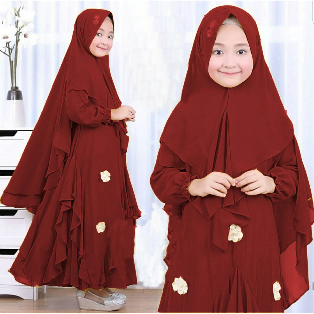 HCL Dress Kaylia &amp; Bergo - Dress Muslim Anak Perempuan