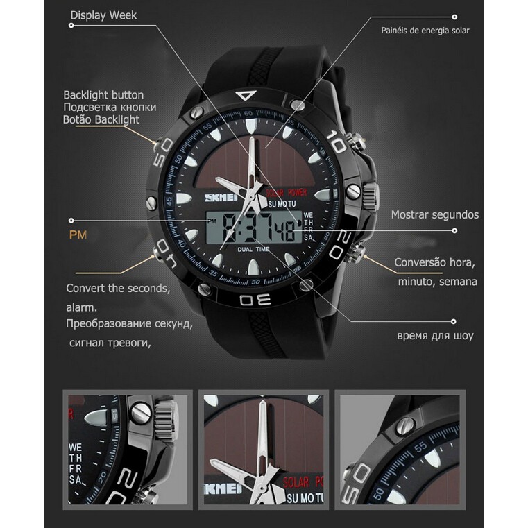 Skmei 1064 Original Jam Tangan Pria Skmei Digital Analog Solar Charge Watchingme