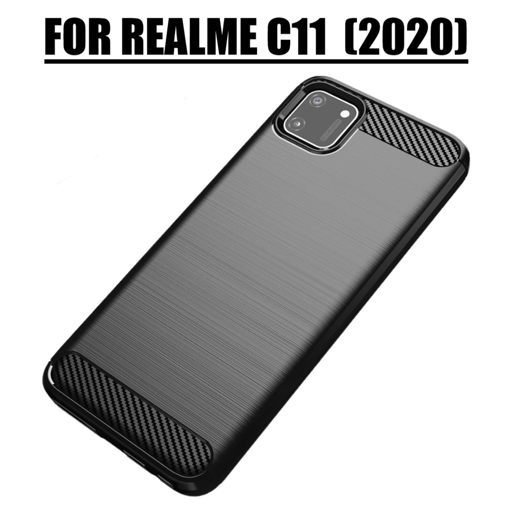 Case iPaky Carbon REALME C11 Sopkes HP Realme C11 Premium Kondom Hp Hitam Lentur
